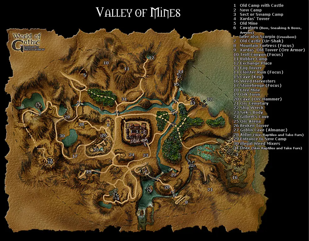 Map of the Valle of Mines