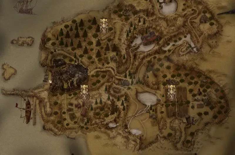 Nefarius' map showing the locations for the ornaments
