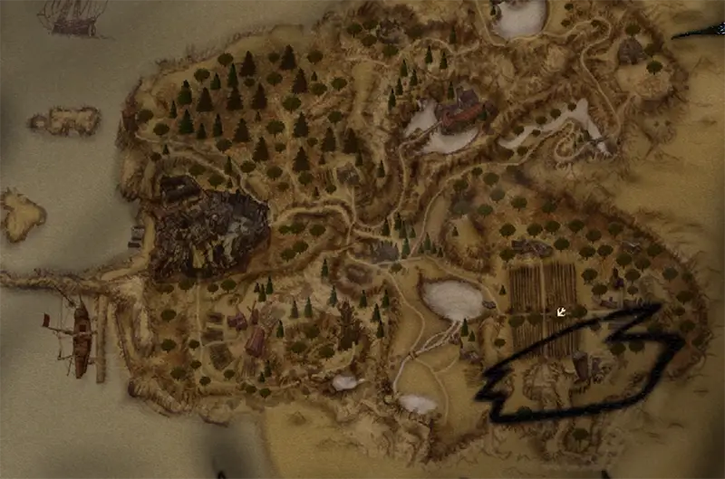 Mappa del faro dove trovare il capo dei banditi, Dexter