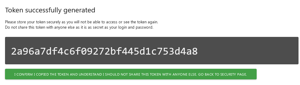 Matomo Auth Token has been generated