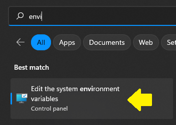 How to find the tool for modying System environment variables on Windows